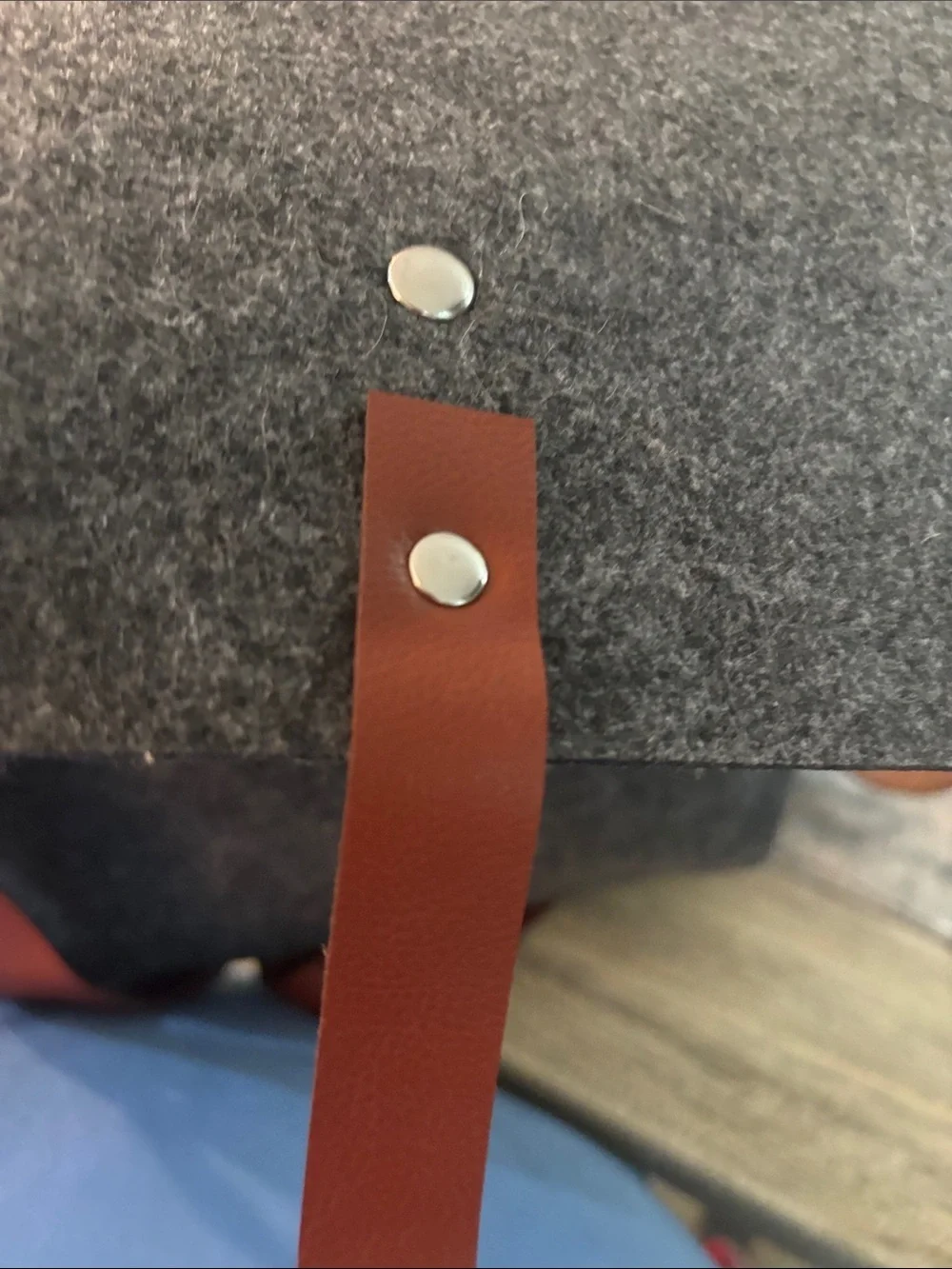 Men's Gray Felt Messenger Bag with Brown Leather Accent